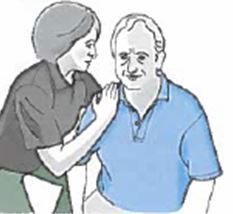 care worker holding clients shoulder