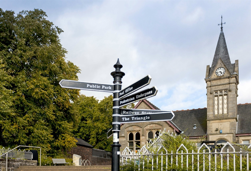 Bishopbriggs library showing signage pole