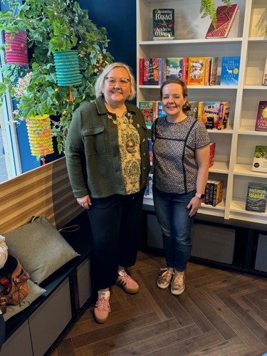 Provost Renwick with Elaine Sinclair, owner of Daydreams Bookshop