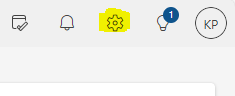 Screenshot showing the 'gear' icon highlighted yellow