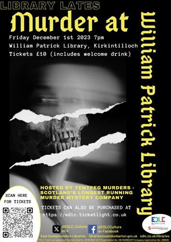 Murder at William Patrick Library Poster - Friday December 1 at 7pm