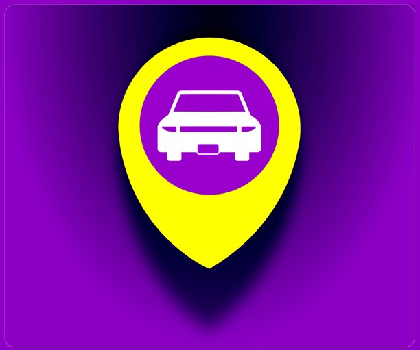 taxi on a purple background